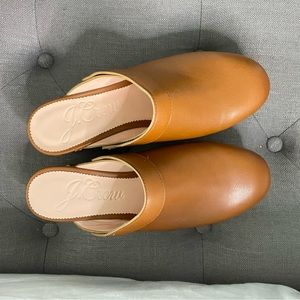 J Crew leather clogs British Tan